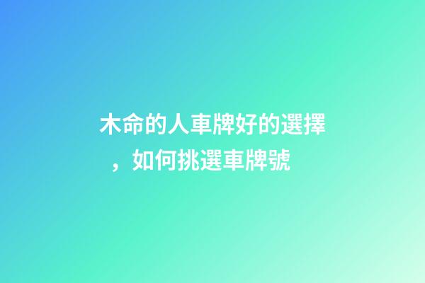 木命的人車牌好的選擇，如何挑選車牌號